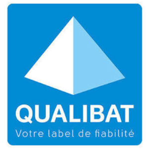 Logo Qualibat sur fond bleu