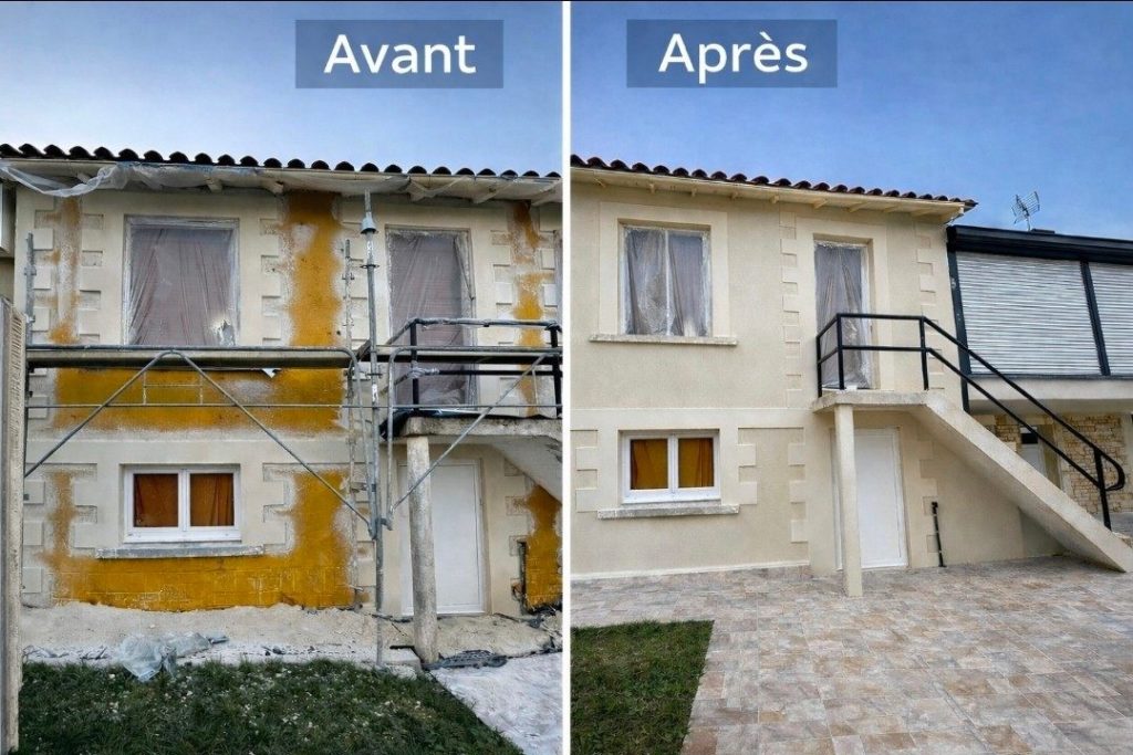 Avant / après ravalement de façade à La Rochefoucauld
